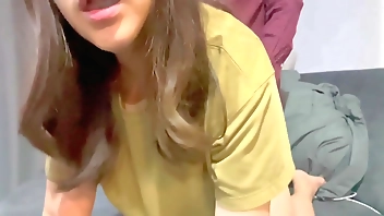 Fucking a girl with braces, so cute, she moans loudly.